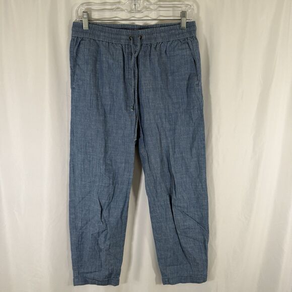 J by J. Crew Pants Women's Medium Blue Drawstring Pull On Pockets 100% Cotton - Picture 1 of 9